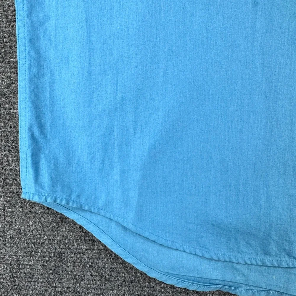 Banana Republic Button Down Mens L Large Turquoise Blue Long Sleeve Cotton Shirt